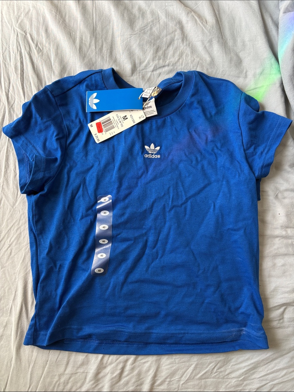 adidas slim Blue Trefoil Short Sleeve Tee